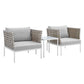 Modway Harmony 3-Piece Sunbrella® Basket Weave Outdoor Patio Aluminum Seating Set FredCo