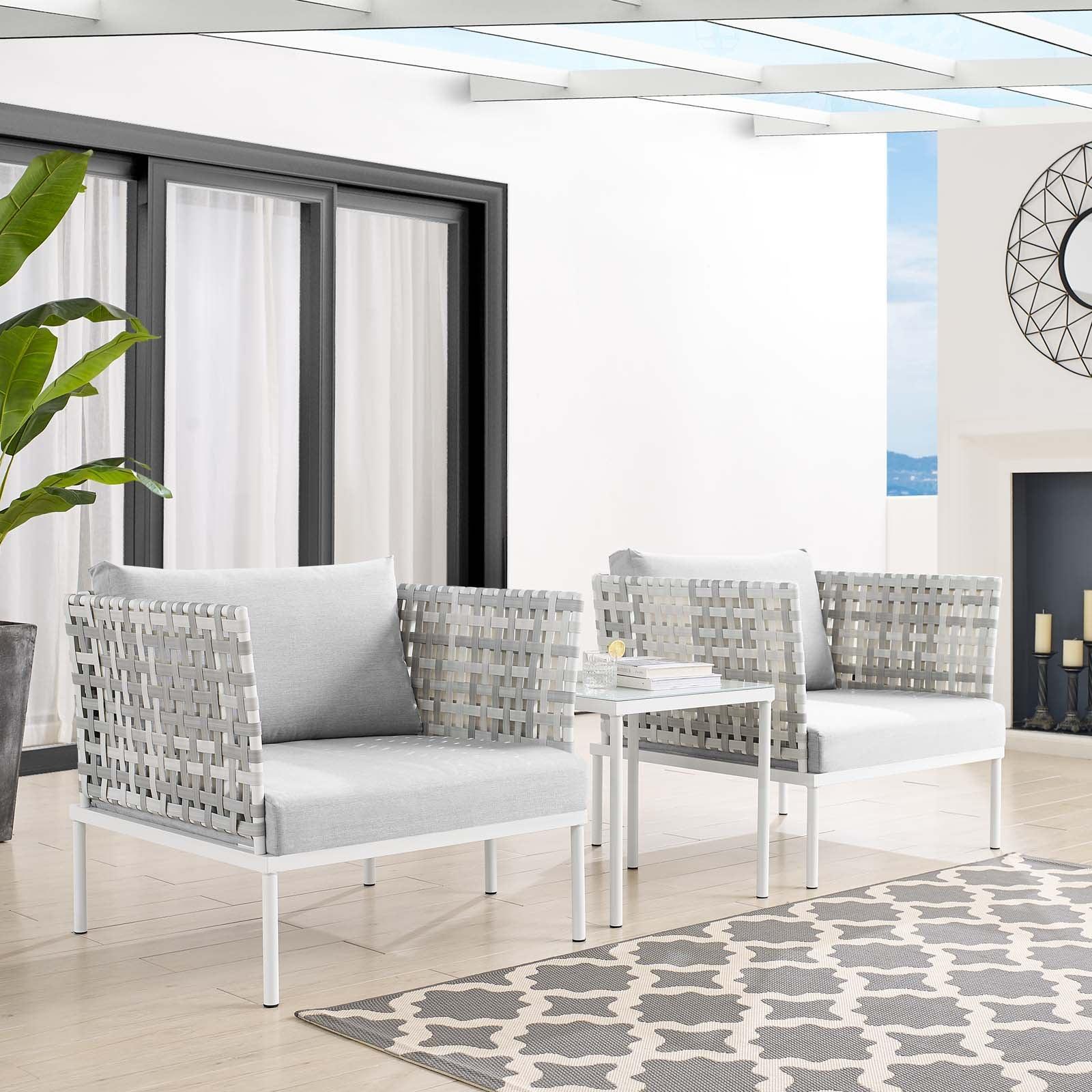 Modway Harmony 3-Piece Sunbrella® Basket Weave Outdoor Patio Aluminum Seating Set FredCo
