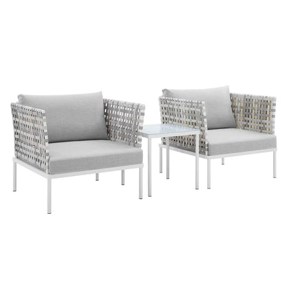 Modway Harmony 3-Piece Sunbrella® Basket Weave Outdoor Patio Aluminum Seating Set FredCo