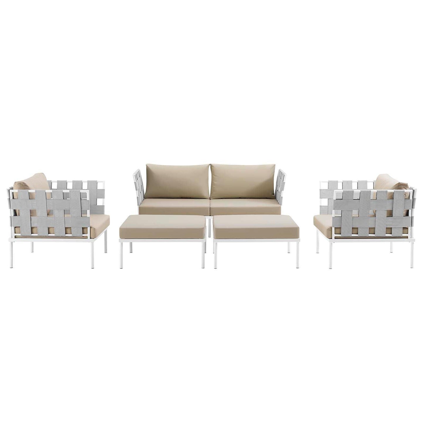 Modway Harmony 5 Piece Outdoor Patio Aluminum Sectional Sofa Set, EEI-2621 FredCo
