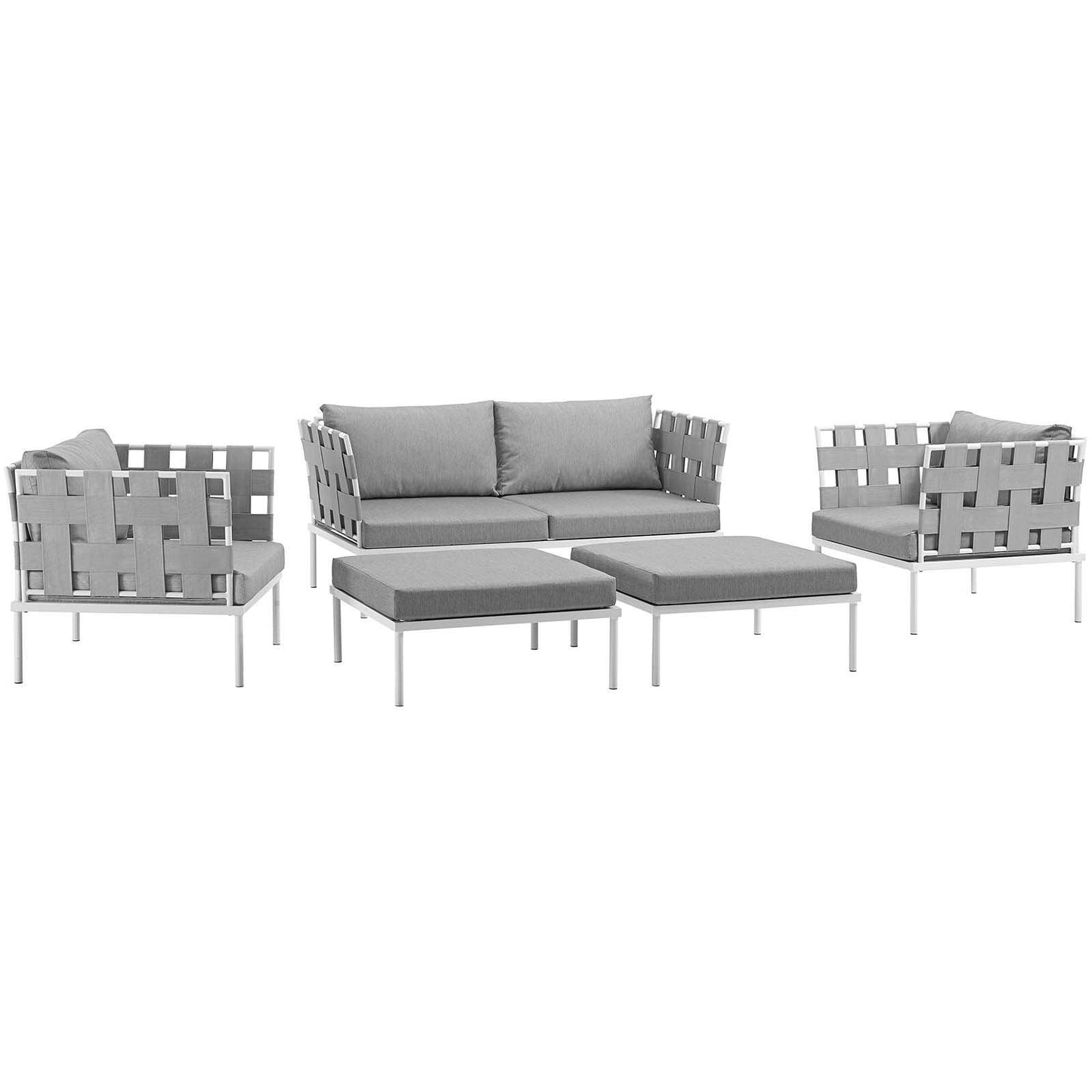 Modway Harmony 5 Piece Outdoor Patio Aluminum Sectional Sofa Set, EEI-2621 FredCo