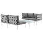 Modway Harmony 5 Piece Outdoor Patio Aluminum Sectional Sofa Set, EEI-2622 FredCo