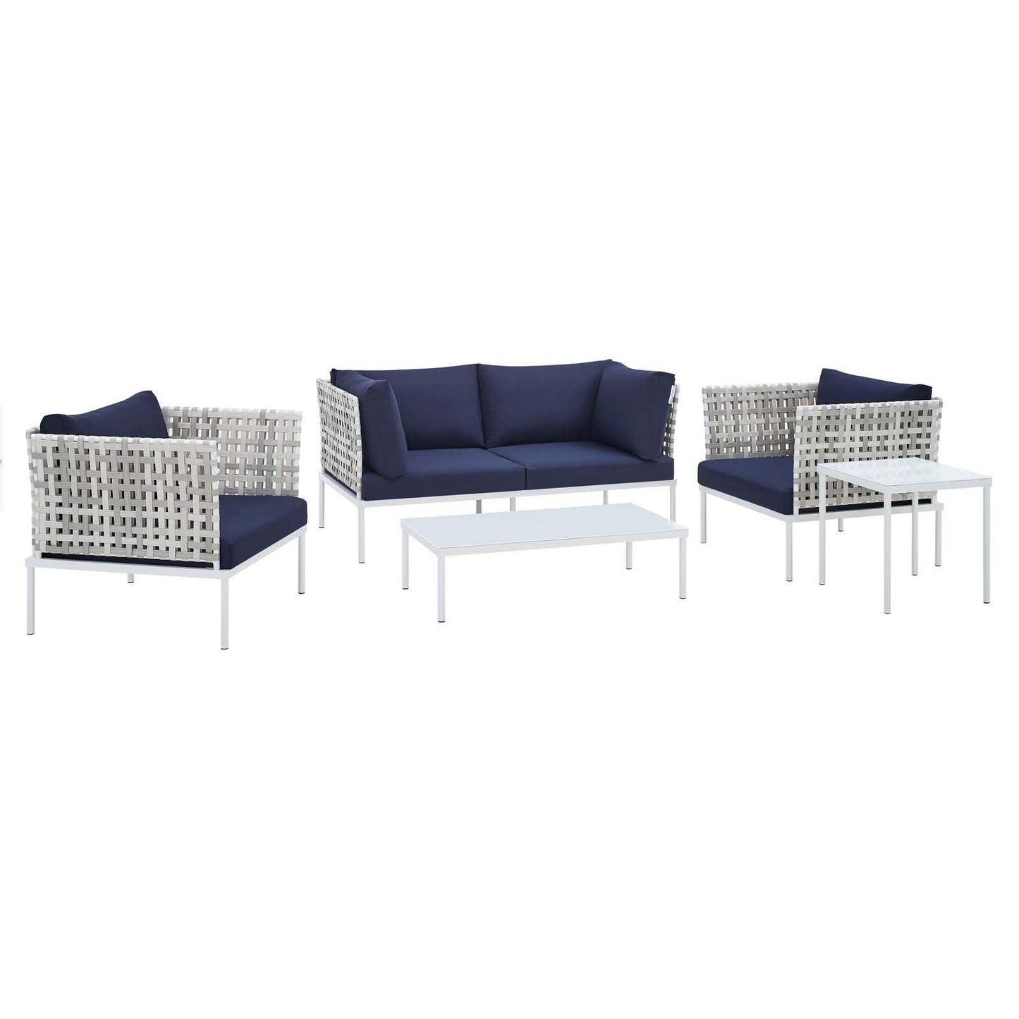 Modway Harmony 5-Piece Sunbrella® Basket Weave Outdoor Patio Aluminum Seating Set FredCo