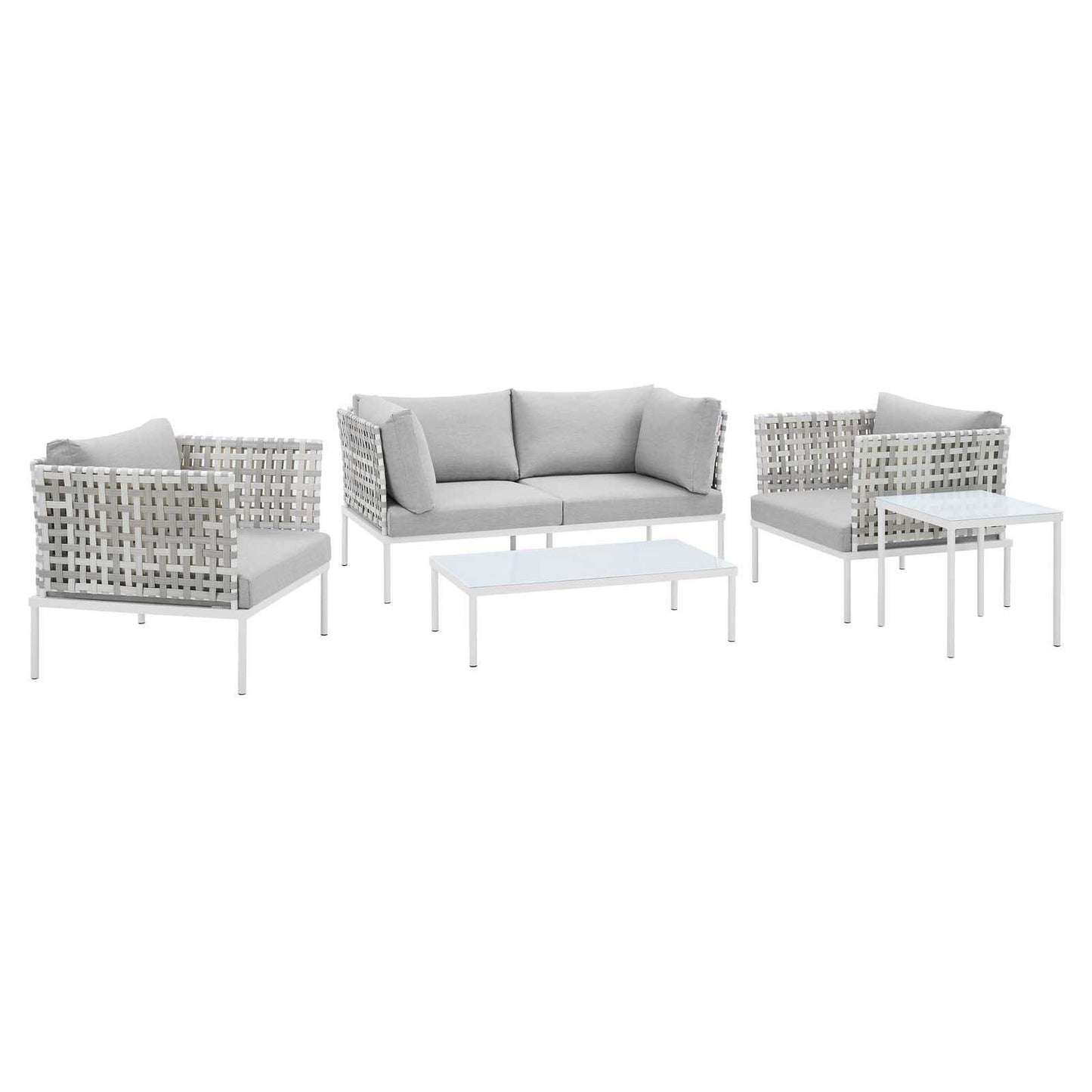 Modway Harmony 5-Piece Sunbrella® Basket Weave Outdoor Patio Aluminum Seating Set FredCo