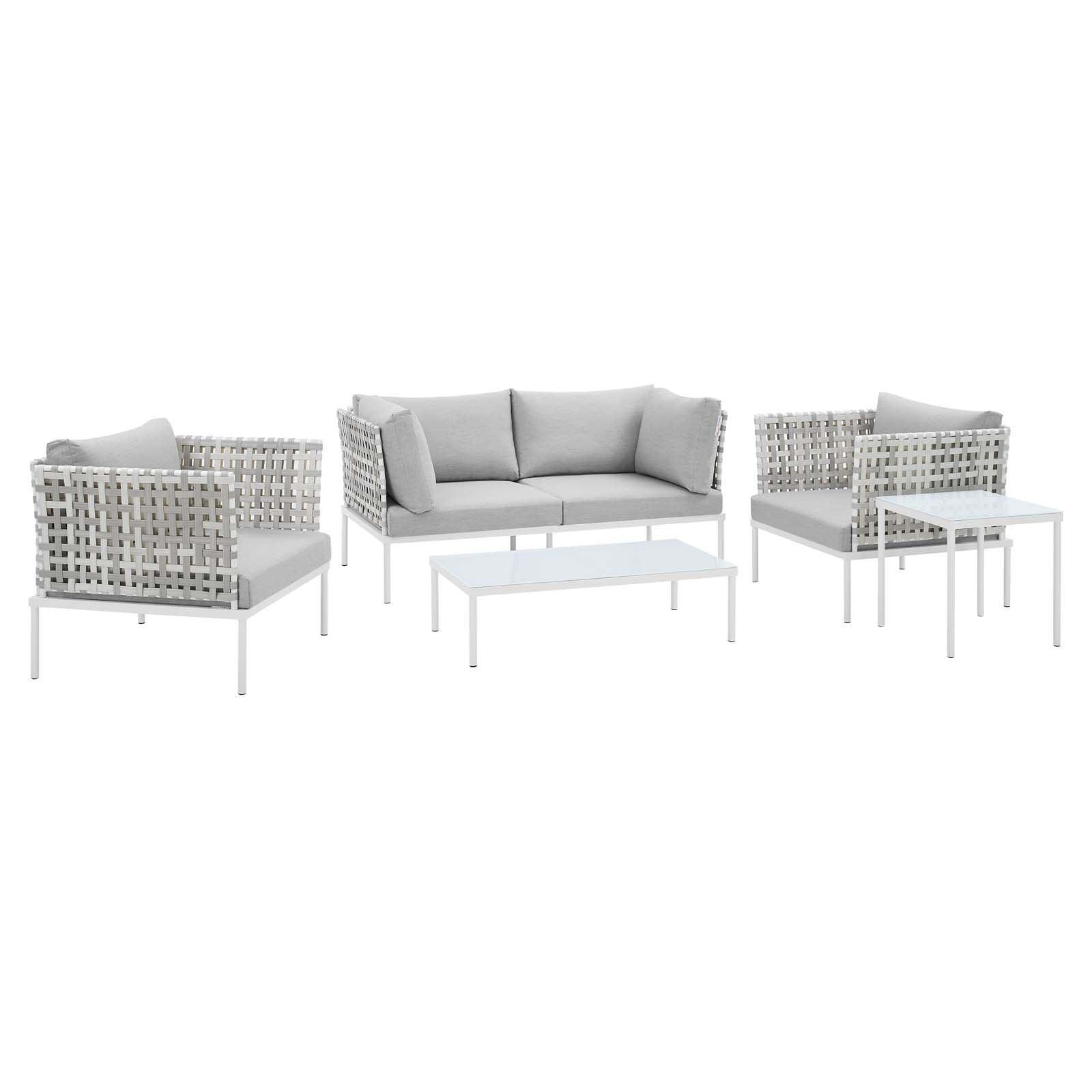 Modway Harmony 5-Piece Sunbrella® Basket Weave Outdoor Patio Aluminum Seating Set FredCo
