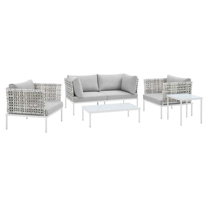 Modway Harmony 5-Piece Sunbrella® Basket Weave Outdoor Patio Aluminum Seating Set FredCo