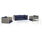 Modway Harmony 5-Piece Sunbrella® Basket Weave Outdoor Patio Aluminum Seating Set FredCo