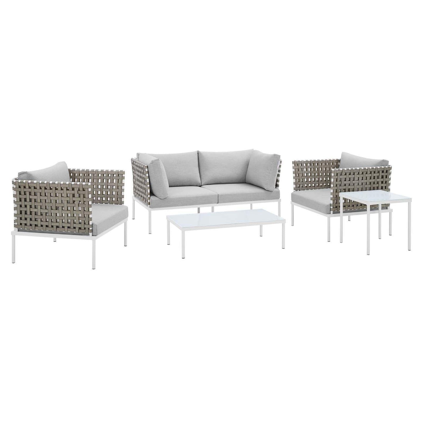 Modway Harmony 5-Piece Sunbrella® Basket Weave Outdoor Patio Aluminum Seating Set FredCo