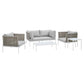Modway Harmony 5-Piece Sunbrella® Basket Weave Outdoor Patio Aluminum Seating Set FredCo