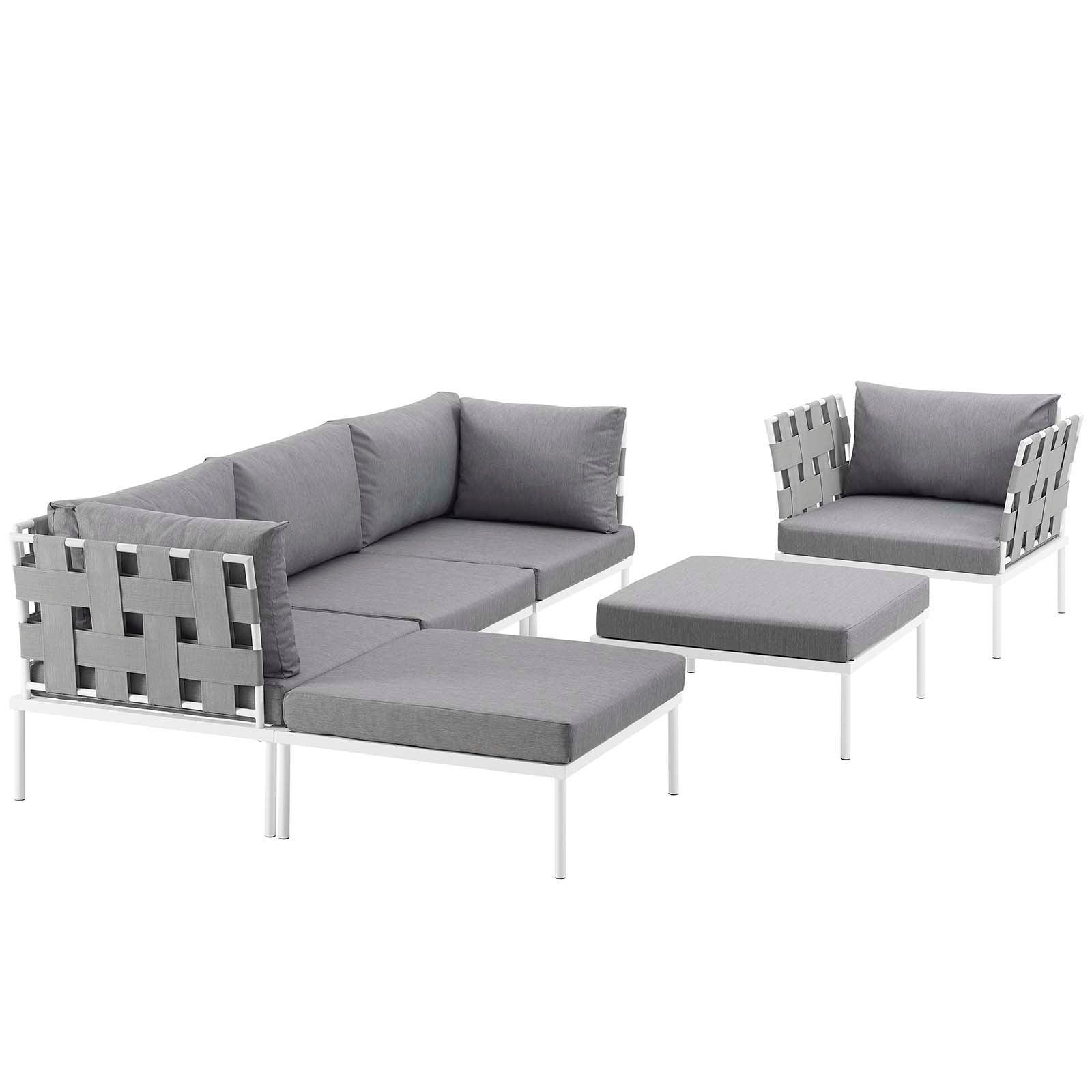 Modway Harmony 6 Piece Outdoor Patio Aluminum Sectional Sofa Set, EEI-2626 FredCo