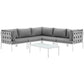 Modway Harmony 6 Piece Outdoor Patio Aluminum Sectional Sofa Set, EEI-2627 FredCo