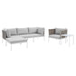 Modway Harmony 6-Piece Sunbrella® Basket Weave Outdoor Patio Aluminum Seating Set FredCo