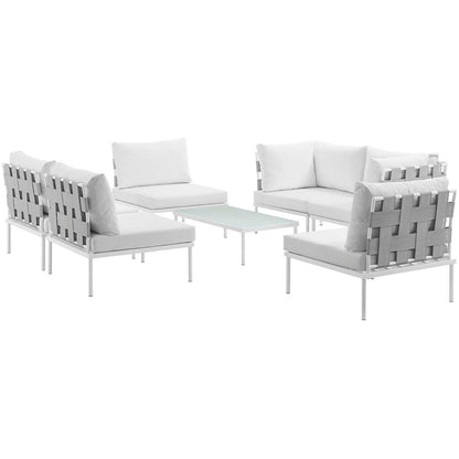 Modway Harmony 7 Piece Outdoor Patio Aluminum Sectional Sofa Set FredCo