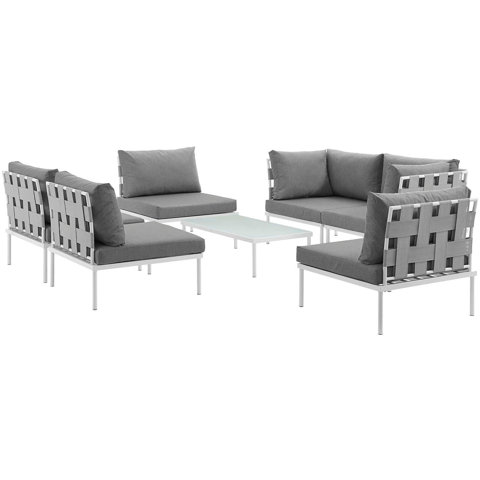 Modway Harmony 7 Piece Outdoor Patio Aluminum Sectional Sofa Set FredCo