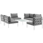 Modway Harmony 7 Piece Outdoor Patio Aluminum Sectional Sofa Set FredCo