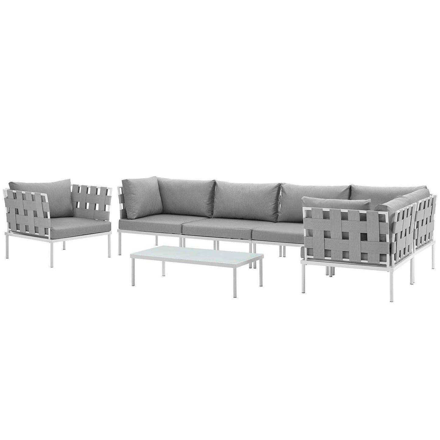 Modway Harmony 7 Piece Outdoor Patio Aluminum Sectional Sofa Set, EEI-2620 FredCo