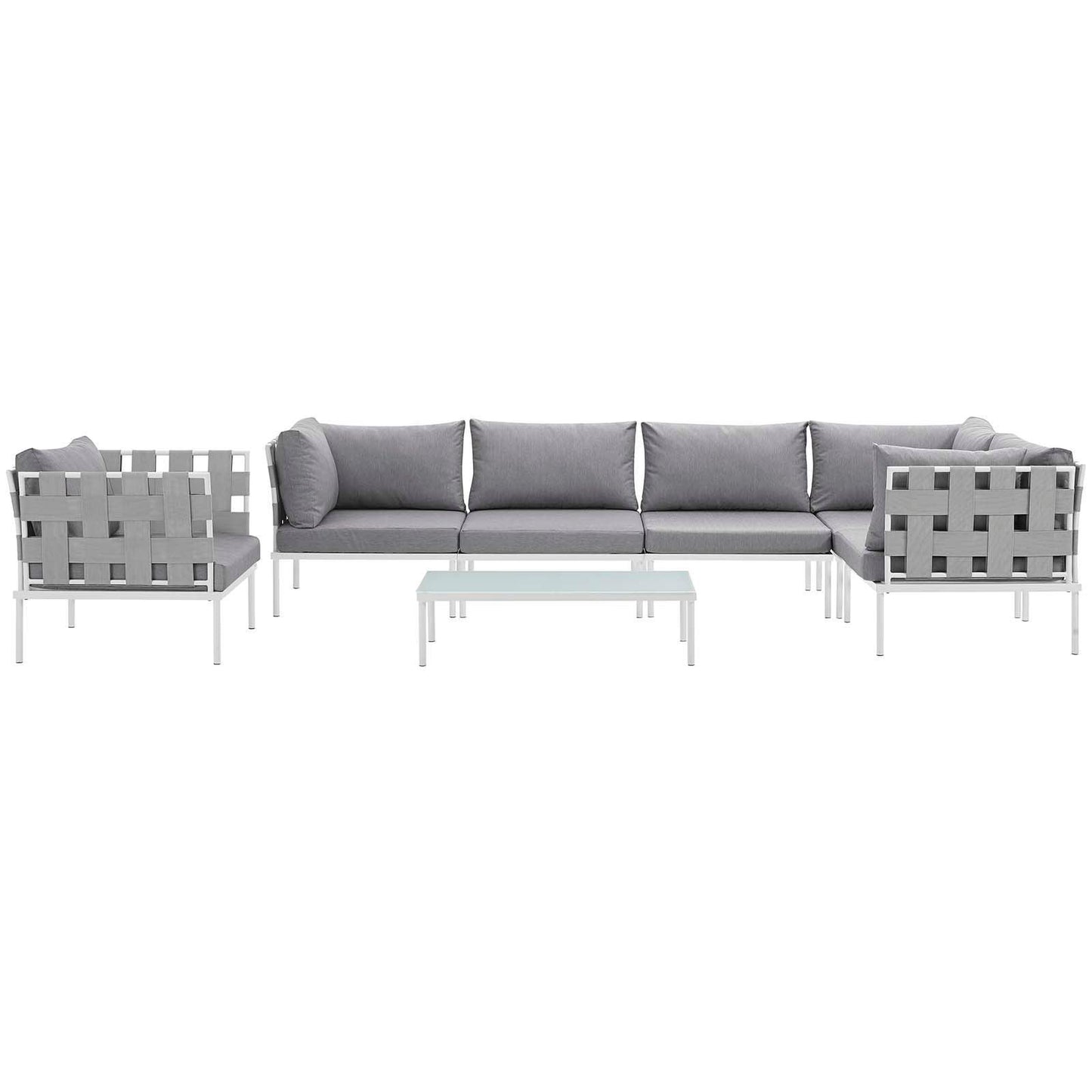 Modway Harmony 7 Piece Outdoor Patio Aluminum Sectional Sofa Set, EEI-2620 FredCo