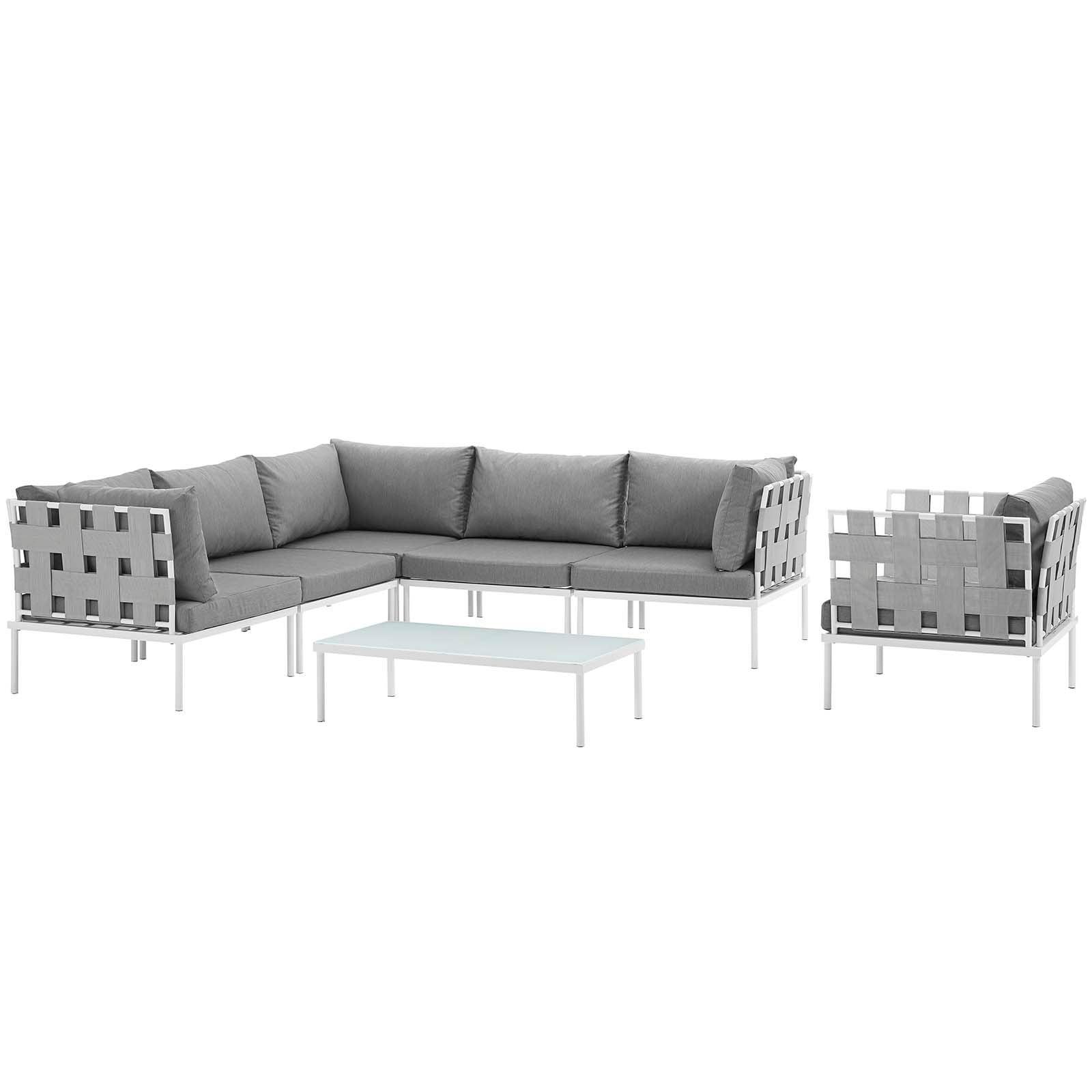 Modway Harmony 7 Piece Outdoor Patio Aluminum Sectional Sofa Set, EEI-2620 FredCo