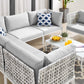 Modway Harmony 7-Piece Sunbrella® Basket Weave Outdoor Patio Aluminum Sectional Sofa Set FredCo