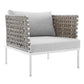Modway Harmony 7-Piece Sunbrella® Basket Weave Outdoor Patio Aluminum Sectional Sofa Set FredCo