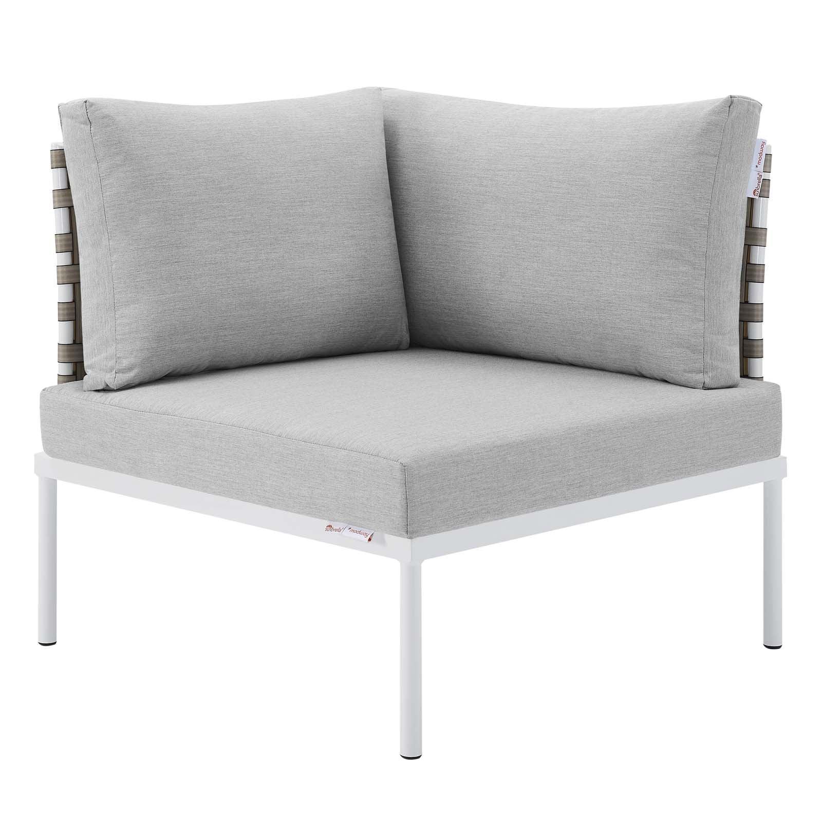 Modway Harmony 7-Piece Sunbrella® Basket Weave Outdoor Patio Aluminum Sectional Sofa Set FredCo