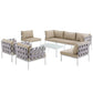 Modway Harmony 8 Piece Outdoor Patio Aluminum Sectional Sofa Set FredCo