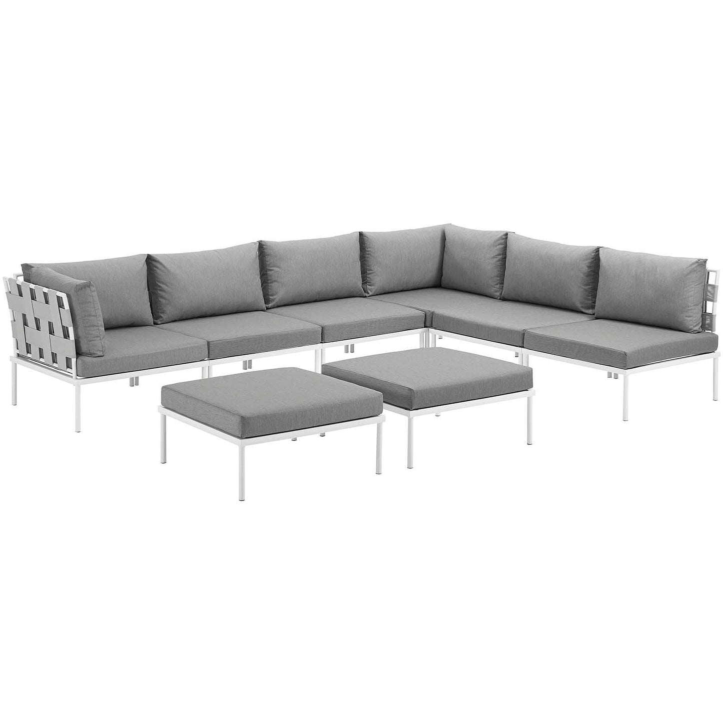 Modway Harmony 8 Piece Outdoor Patio Aluminum Sectional Sofa Set, EEI-2624 FredCo