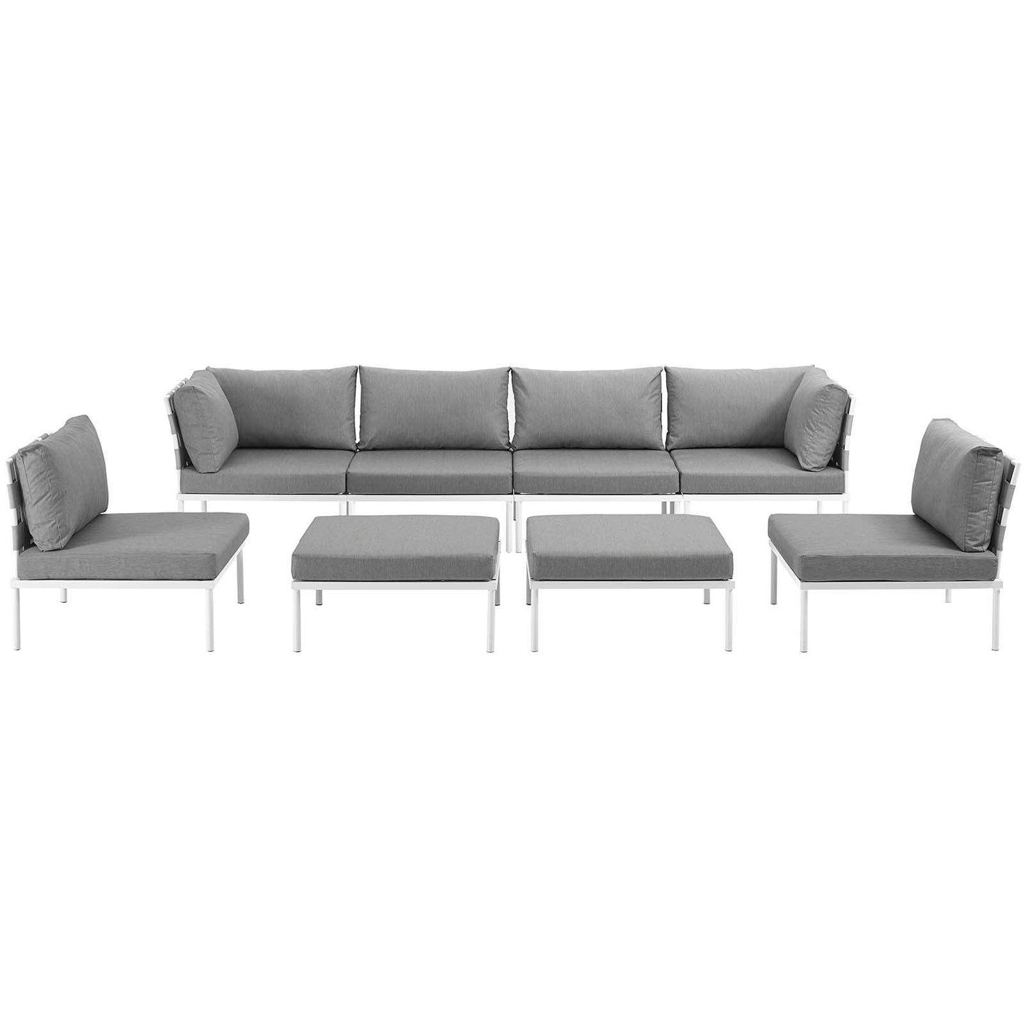 Modway Harmony 8 Piece Outdoor Patio Aluminum Sectional Sofa Set, EEI-2624 FredCo