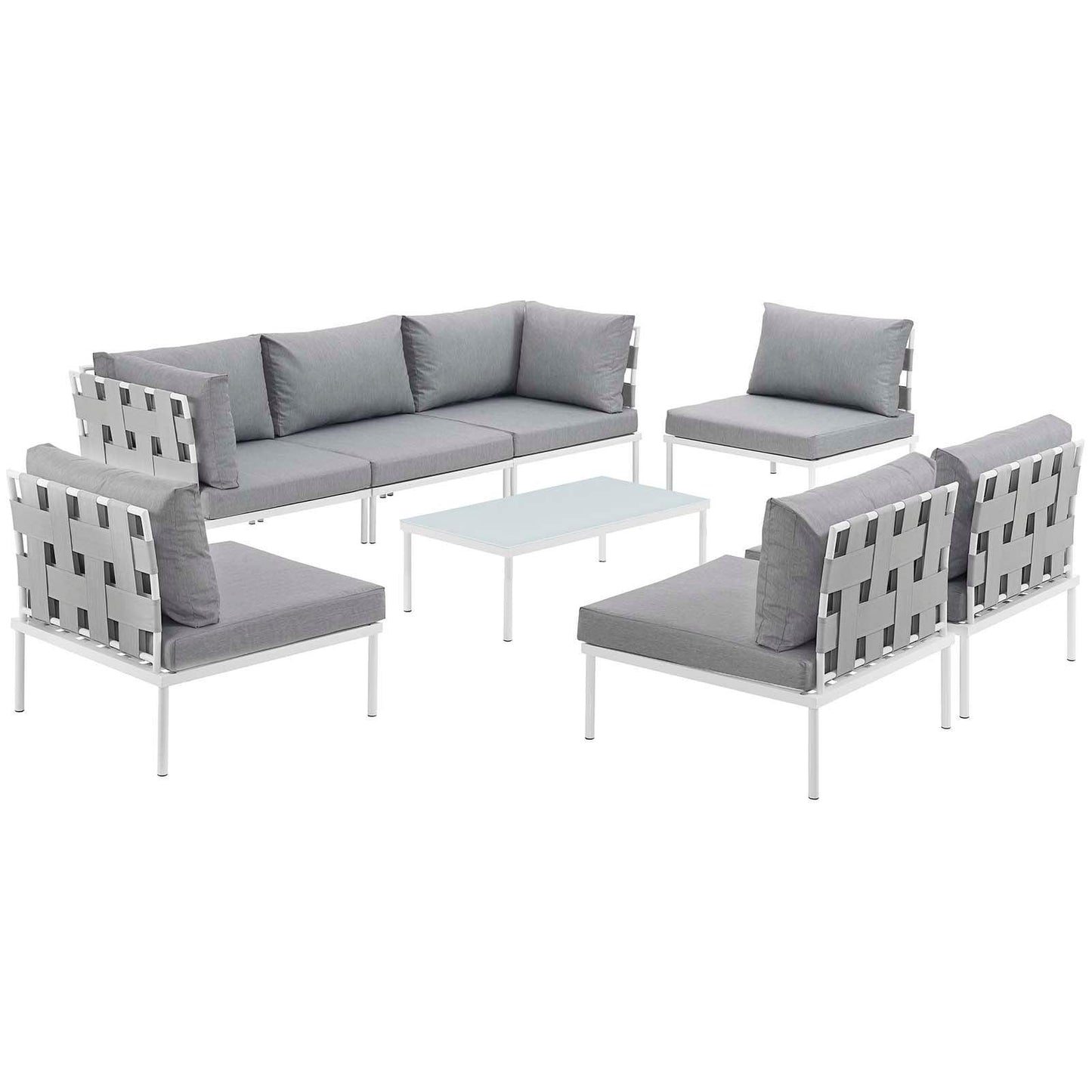 Modway Harmony 8 Piece Outdoor Patio Aluminum Sectional Sofa Set, EEI-2625 FredCo