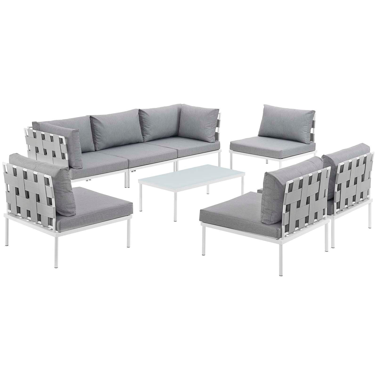 Modway Harmony 8 Piece Outdoor Patio Aluminum Sectional Sofa Set, EEI-2625 FredCo