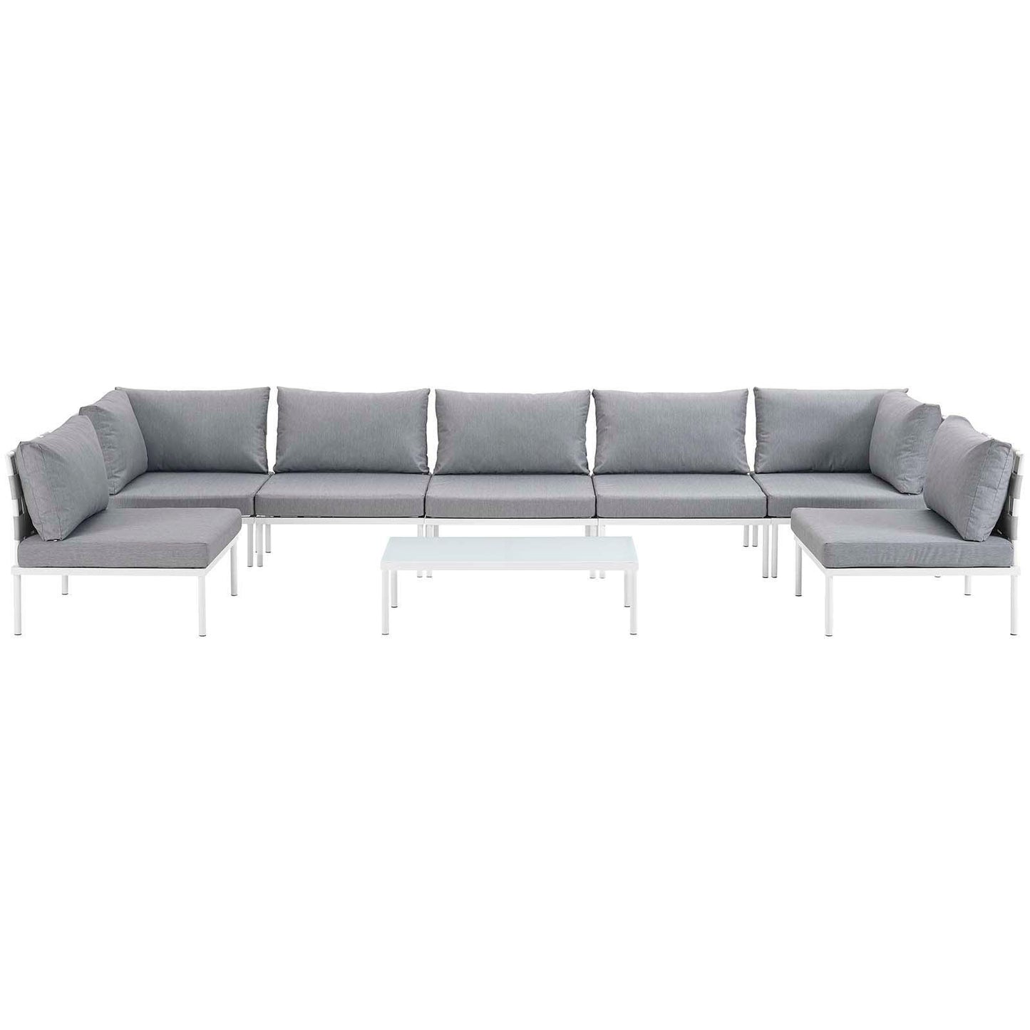Modway Harmony 8 Piece Outdoor Patio Aluminum Sectional Sofa Set, EEI-2625 FredCo