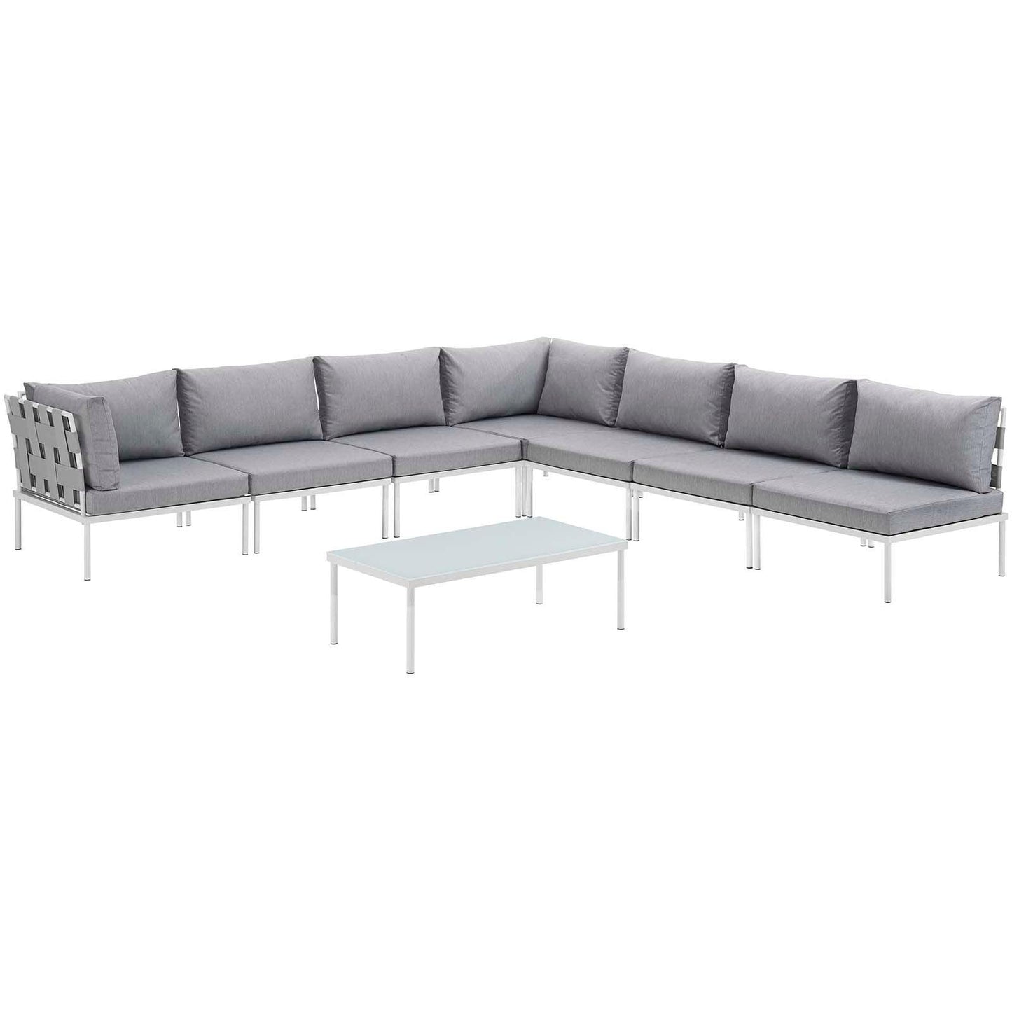 Modway Harmony 8 Piece Outdoor Patio Aluminum Sectional Sofa Set, EEI-2625 FredCo