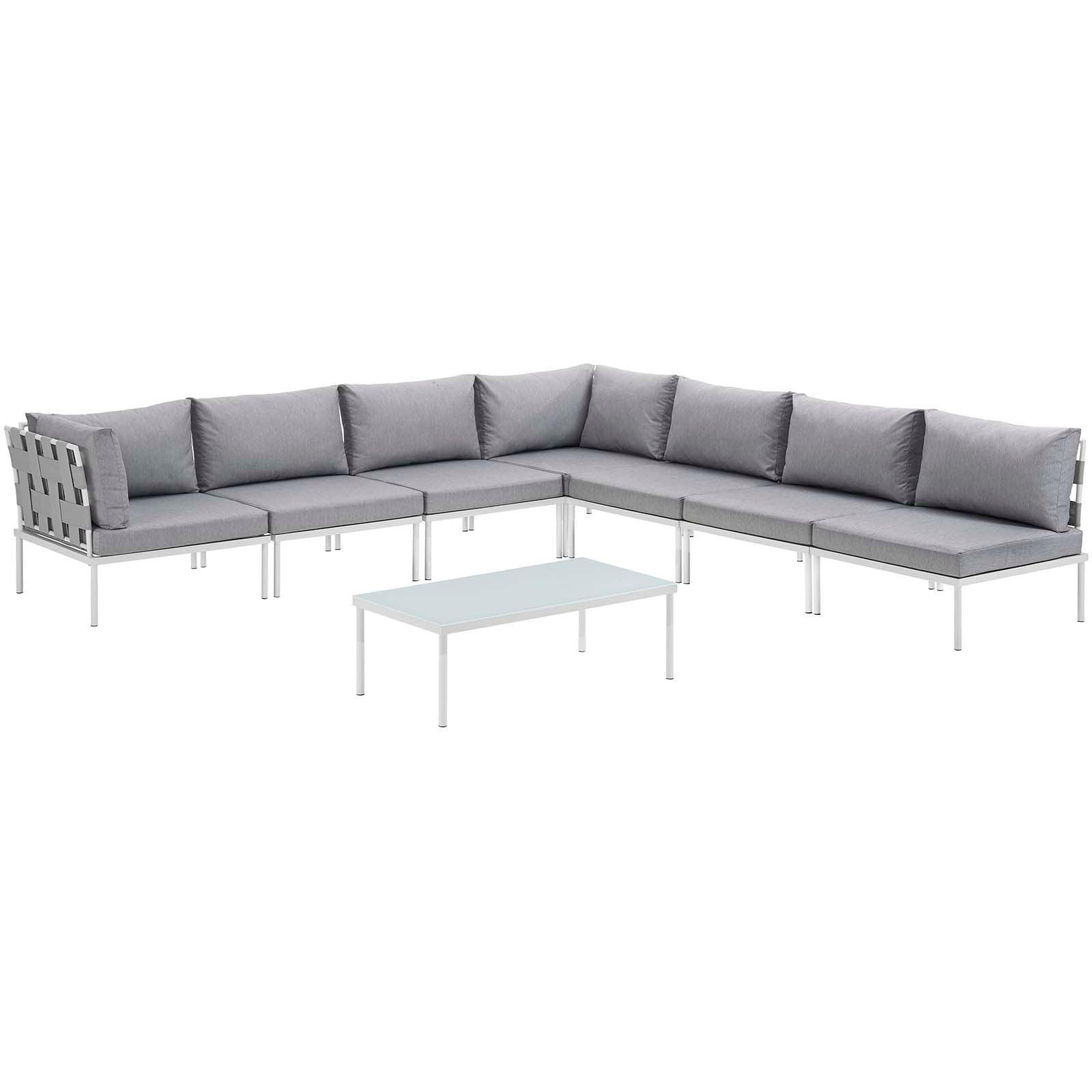Modway Harmony 8 Piece Outdoor Patio Aluminum Sectional Sofa Set, EEI-2625 FredCo