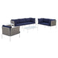 Modway Harmony 8-Piece Sunbrella® Basket Weave Outdoor Patio Aluminum Seating Set FredCo