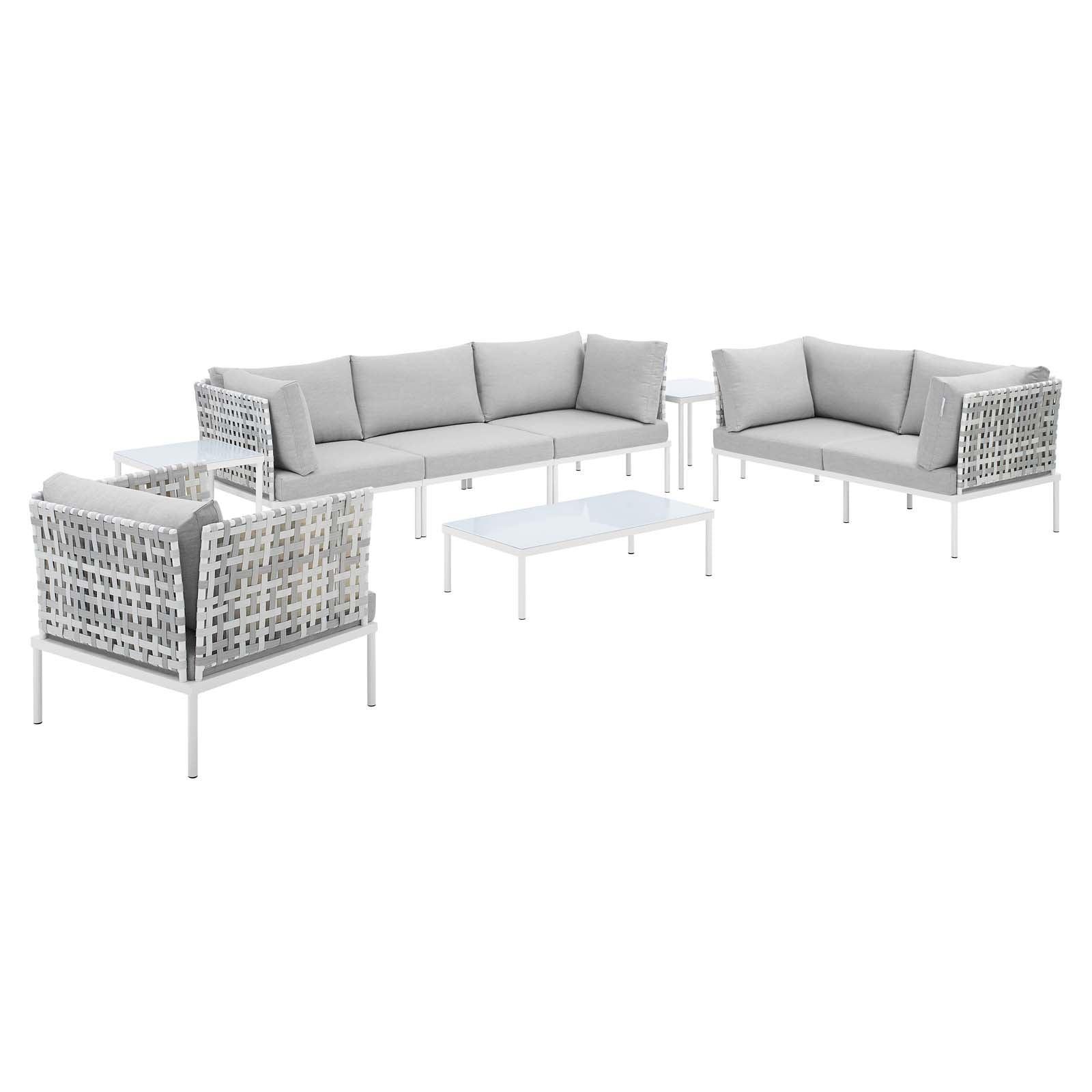 Modway Harmony 8-Piece Sunbrella® Basket Weave Outdoor Patio Aluminum Seating Set FredCo