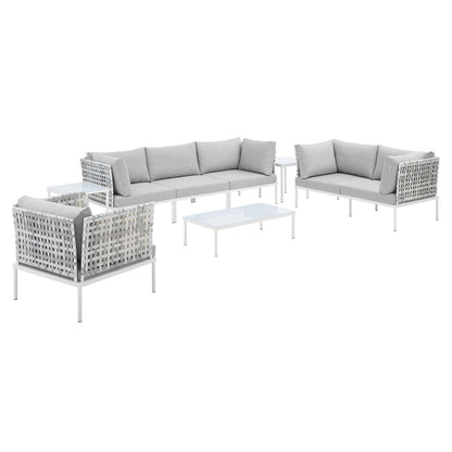 Modway Harmony 8-Piece Sunbrella® Basket Weave Outdoor Patio Aluminum Seating Set FredCo