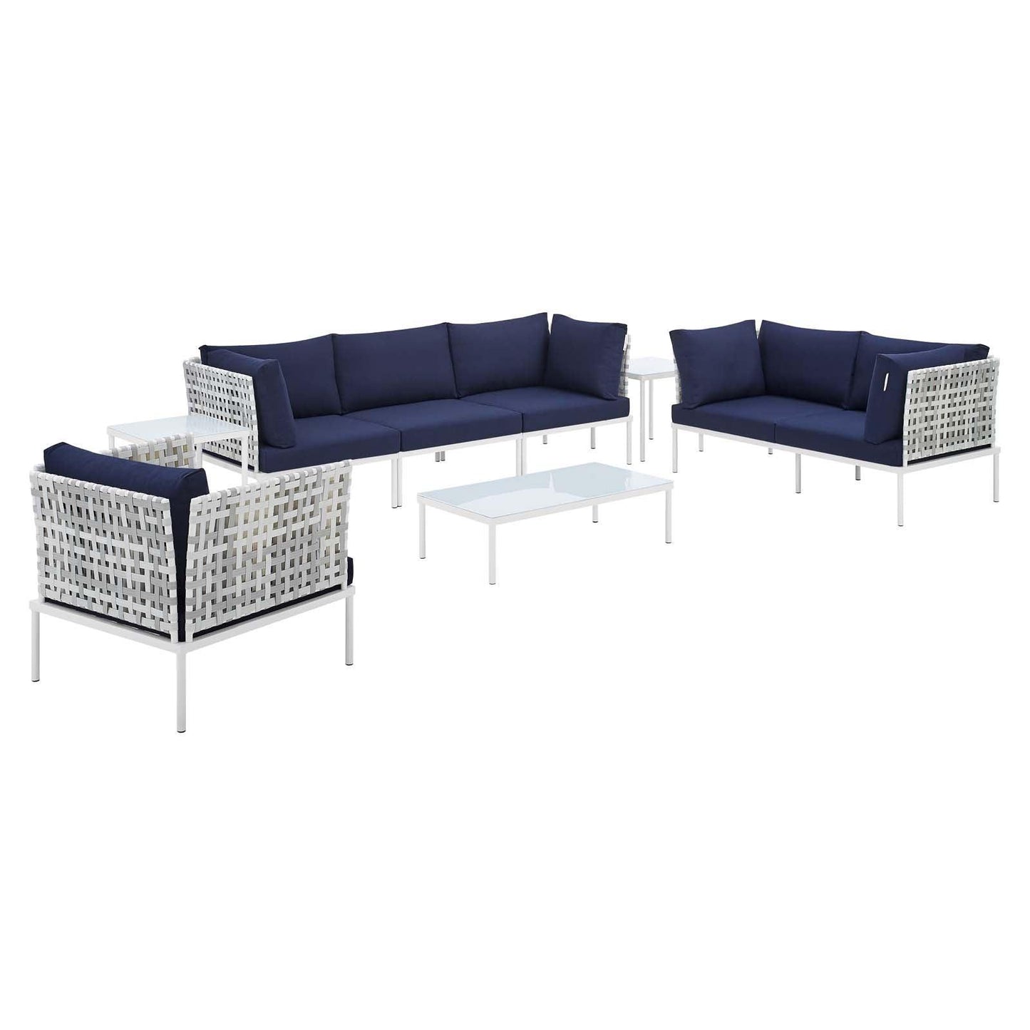 Modway Harmony 8-Piece Sunbrella® Basket Weave Outdoor Patio Aluminum Seating Set FredCo