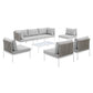 Modway Harmony 8-Piece Sunbrella® Basket Weave Outdoor Patio Aluminum Sectional Sofa Set FredCo