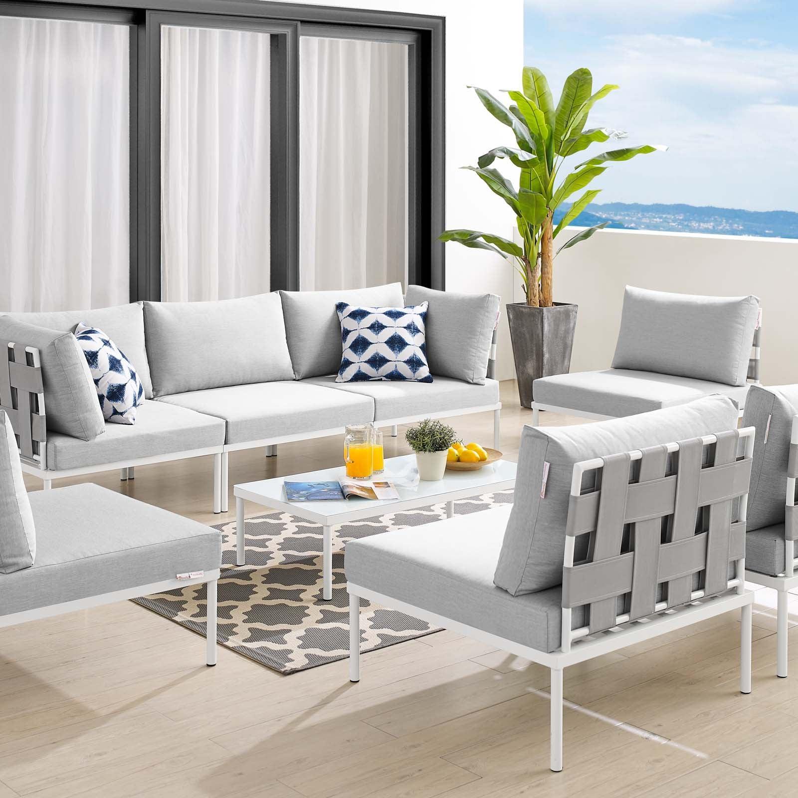 Modway Harmony 8-Piece Sunbrella® Outdoor Patio All Mesh Sectional Sofa Set FredCo