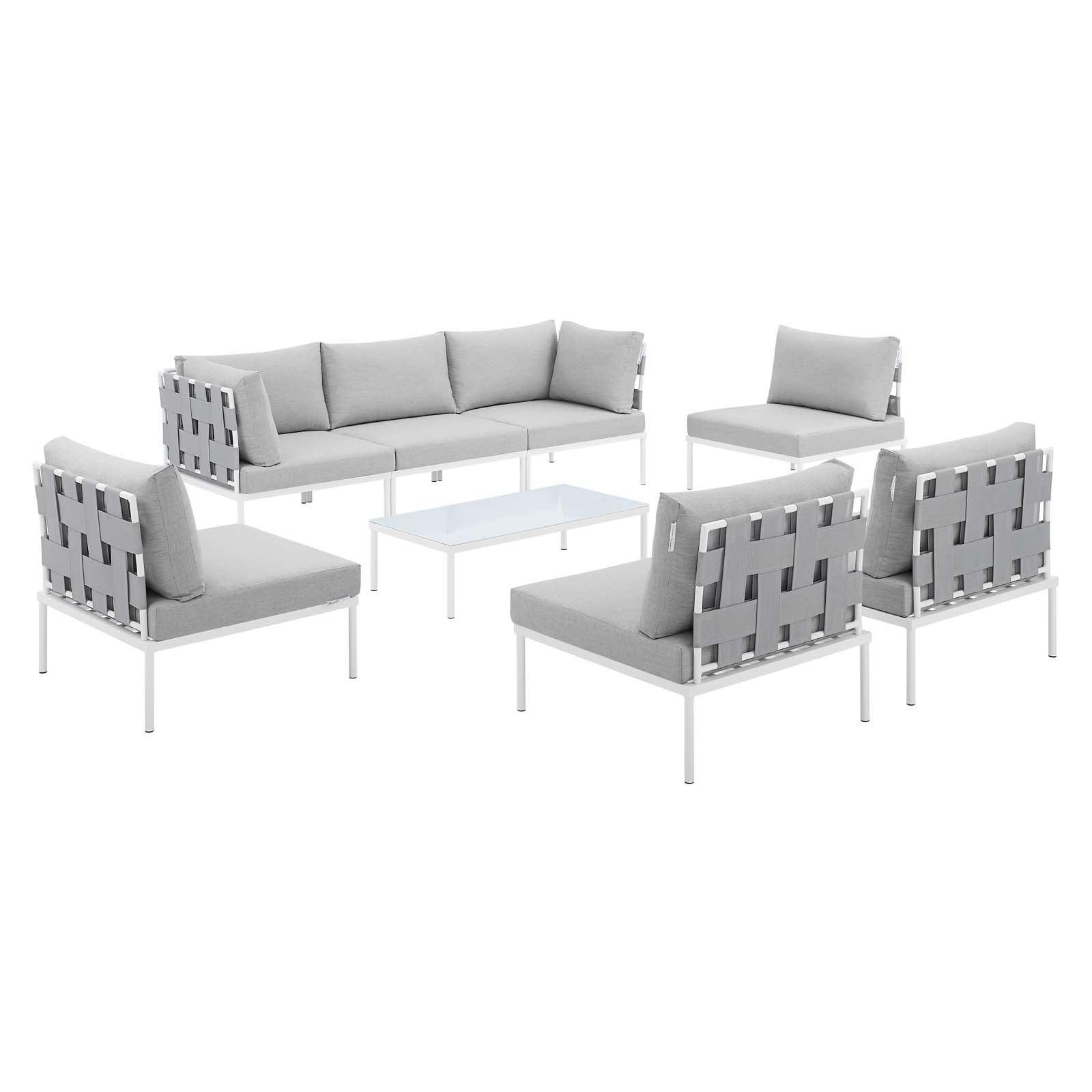 Modway Harmony 8-Piece Sunbrella® Outdoor Patio All Mesh Sectional Sofa Set FredCo