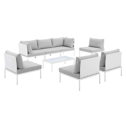 Modway Harmony 8-Piece Sunbrella® Outdoor Patio Aluminum Sectional Sofa Set FredCo