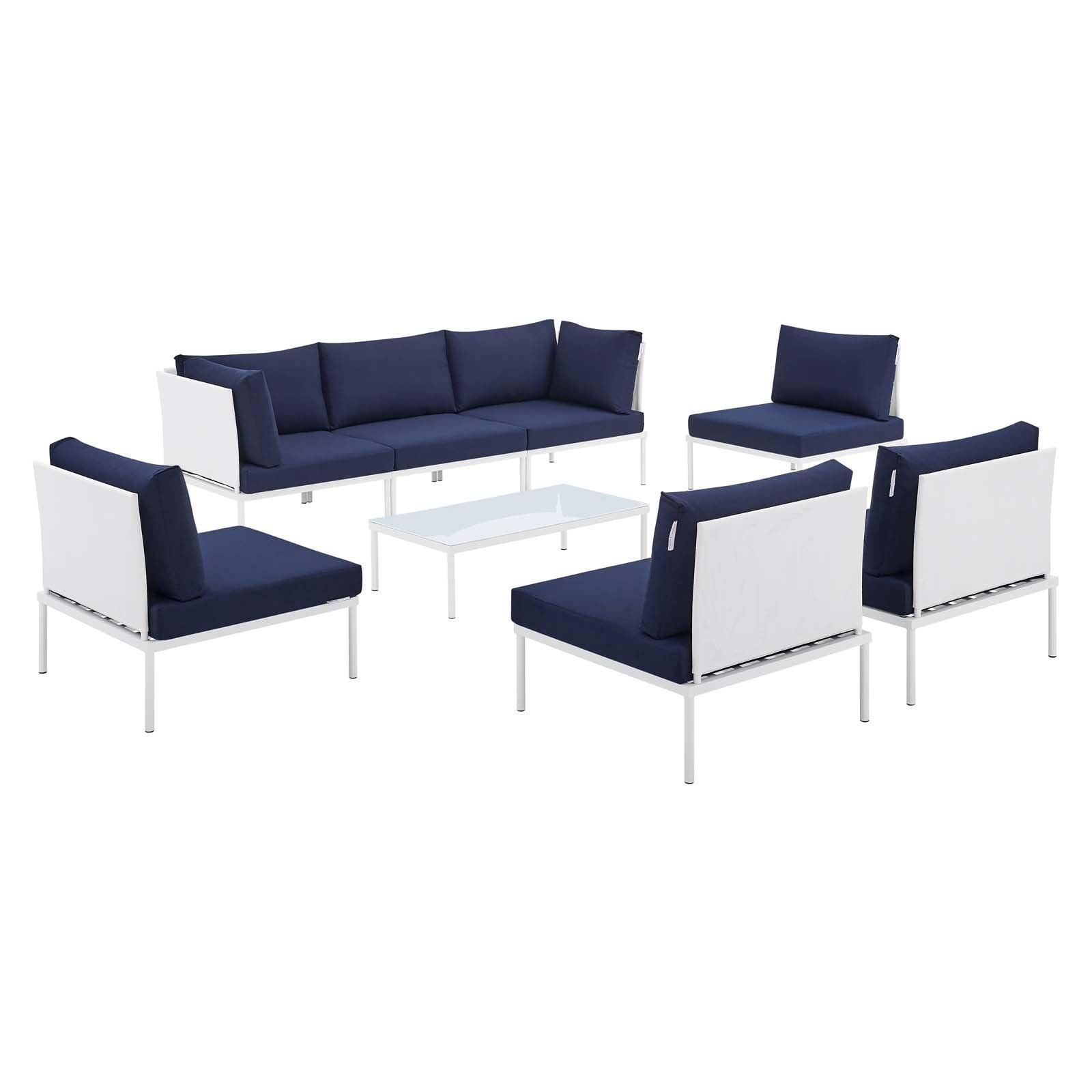 Modway Harmony 8-Piece Sunbrella® Outdoor Patio Aluminum Sectional Sofa Set FredCo