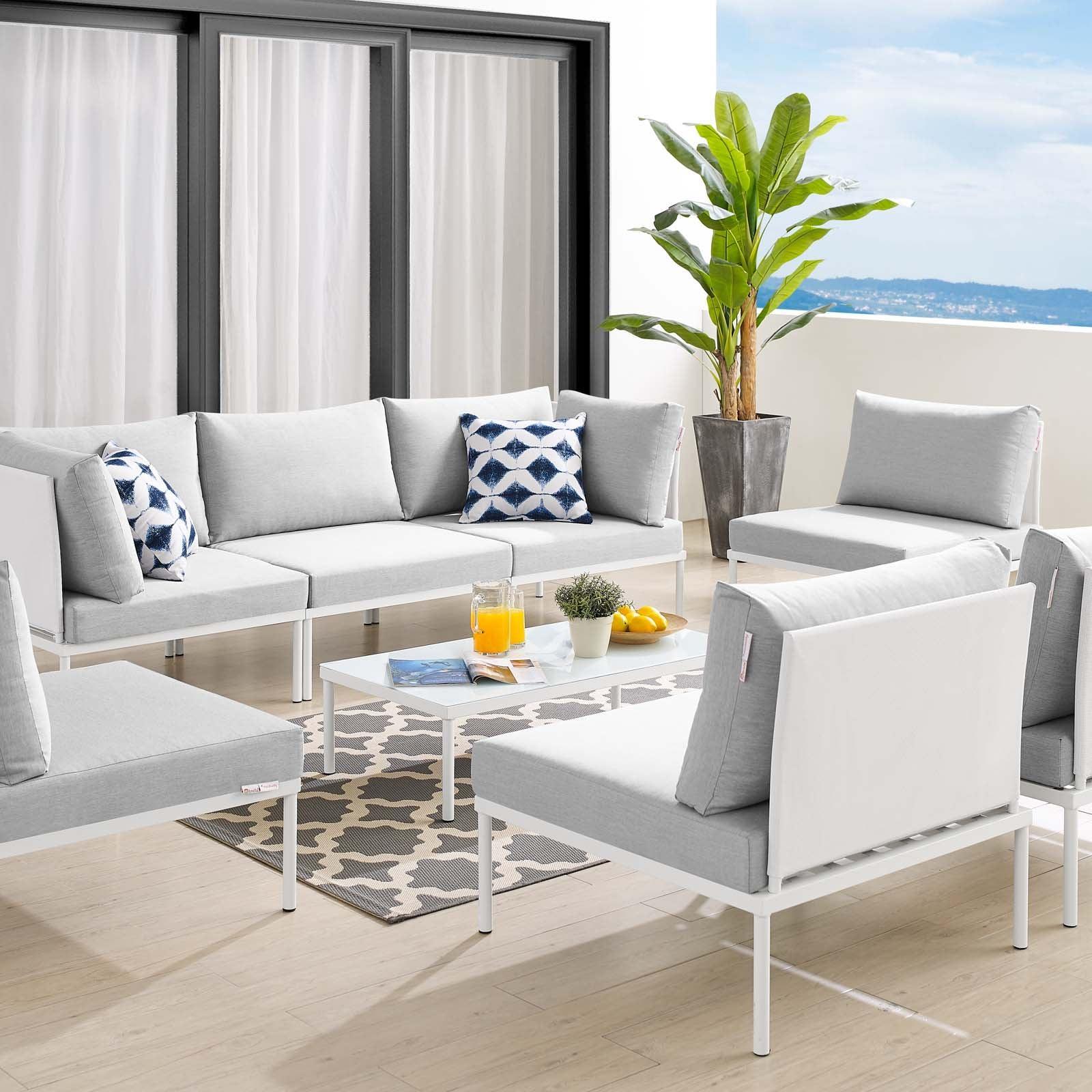 Modway Harmony 8-Piece Sunbrella® Outdoor Patio Aluminum Sectional Sofa Set FredCo