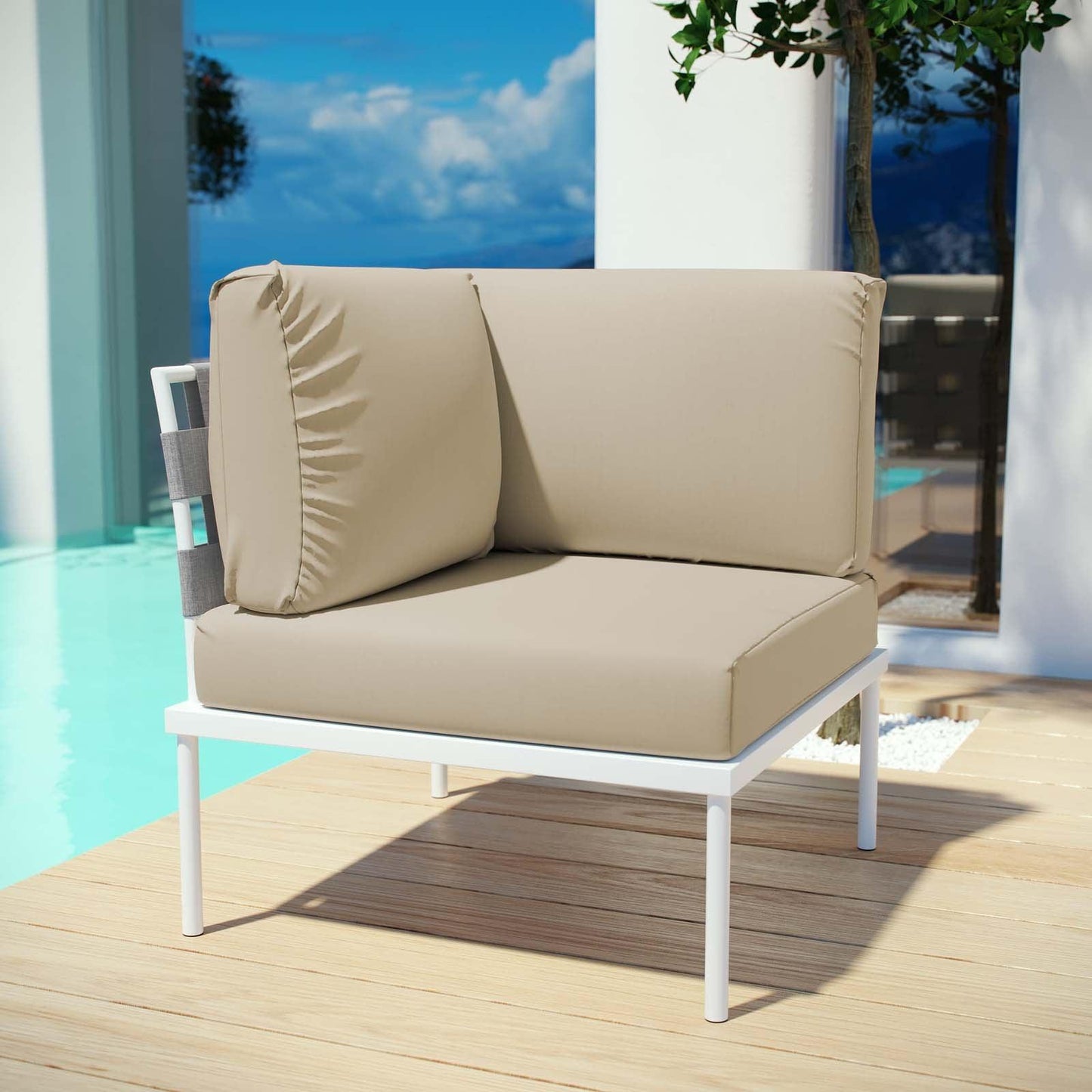 Modway Harmony Outdoor Patio Aluminum Corner Sofa FredCo