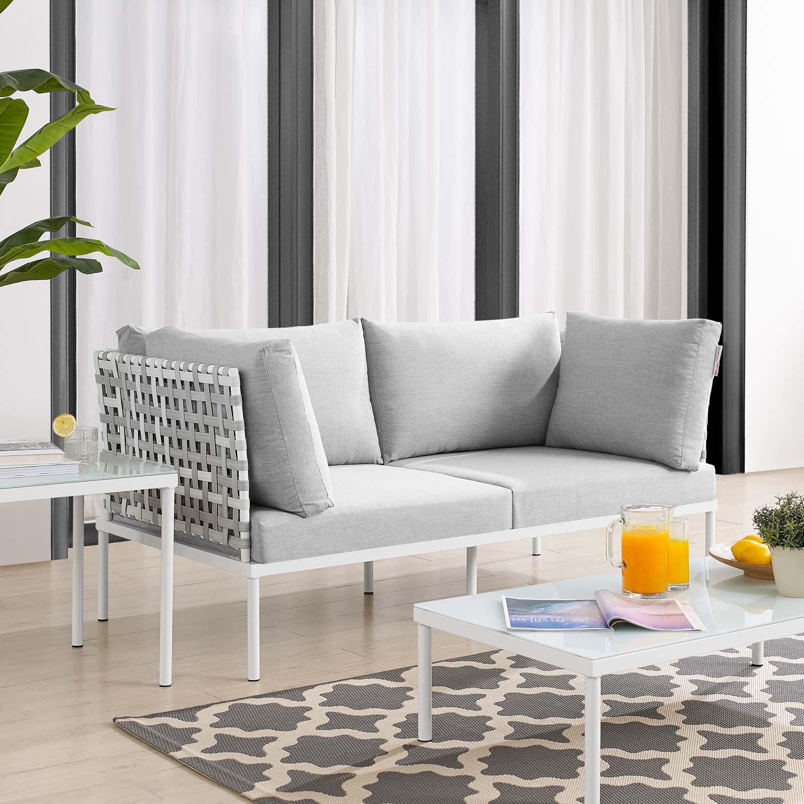 Modway Harmony Sunbrella® Basket Weave Outdoor Patio Aluminum Loveseat FredCo