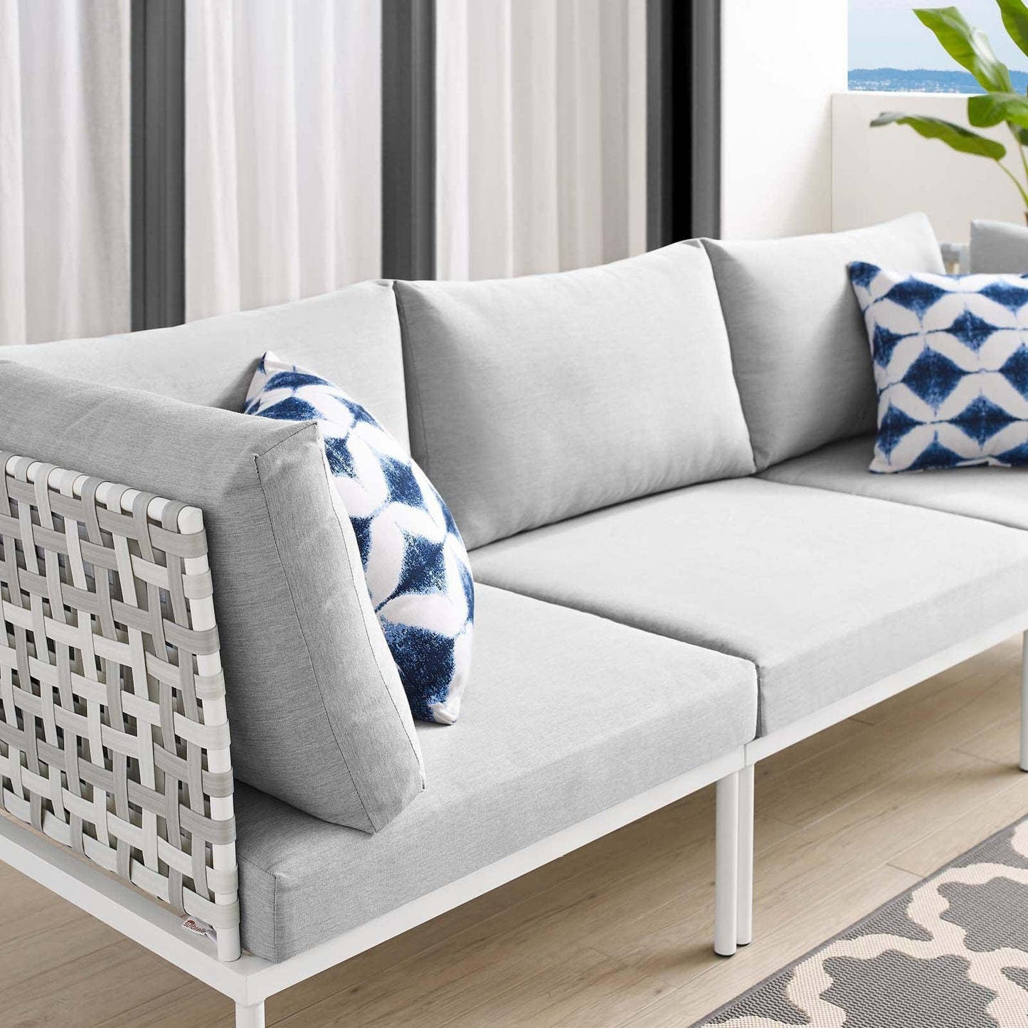 Modway Harmony Sunbrella® Basket Weave Outdoor Patio Aluminum Sofa FredCo