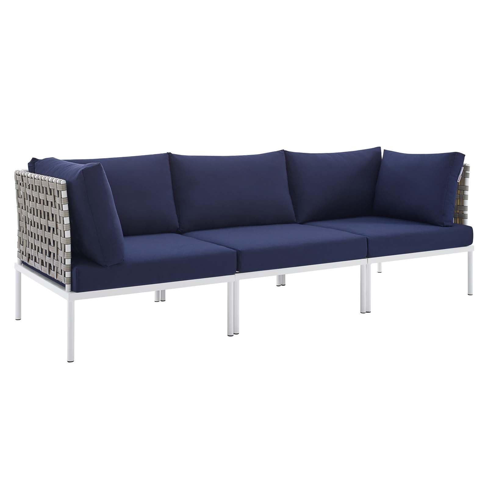 Modway Harmony Sunbrella® Basket Weave Outdoor Patio Aluminum Sofa FredCo