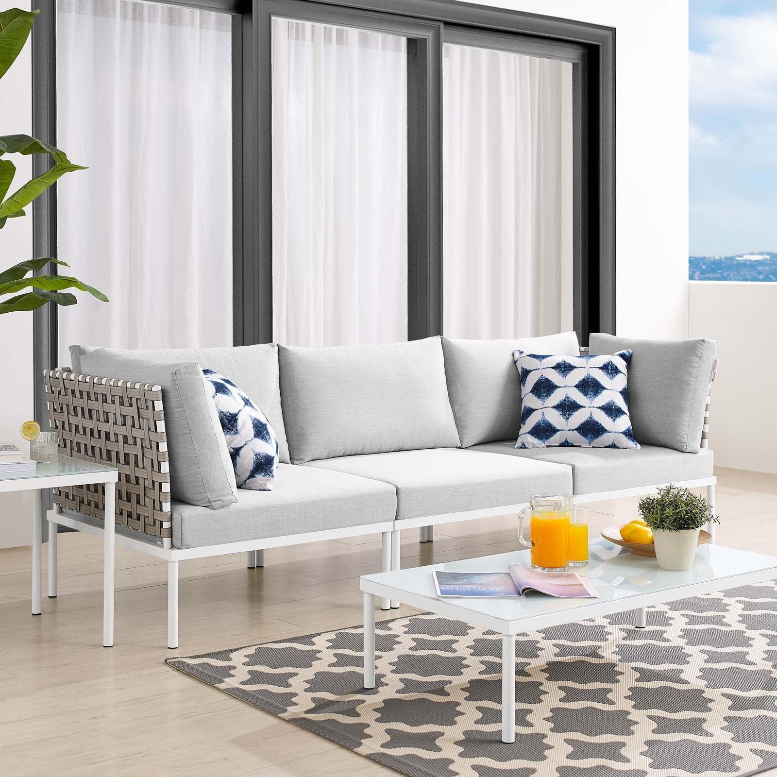 Modway Harmony Sunbrella® Basket Weave Outdoor Patio Aluminum Sofa FredCo
