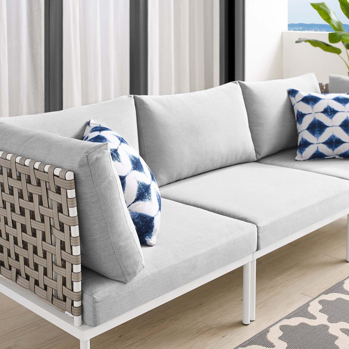 Modway Harmony Sunbrella® Basket Weave Outdoor Patio Aluminum Sofa FredCo