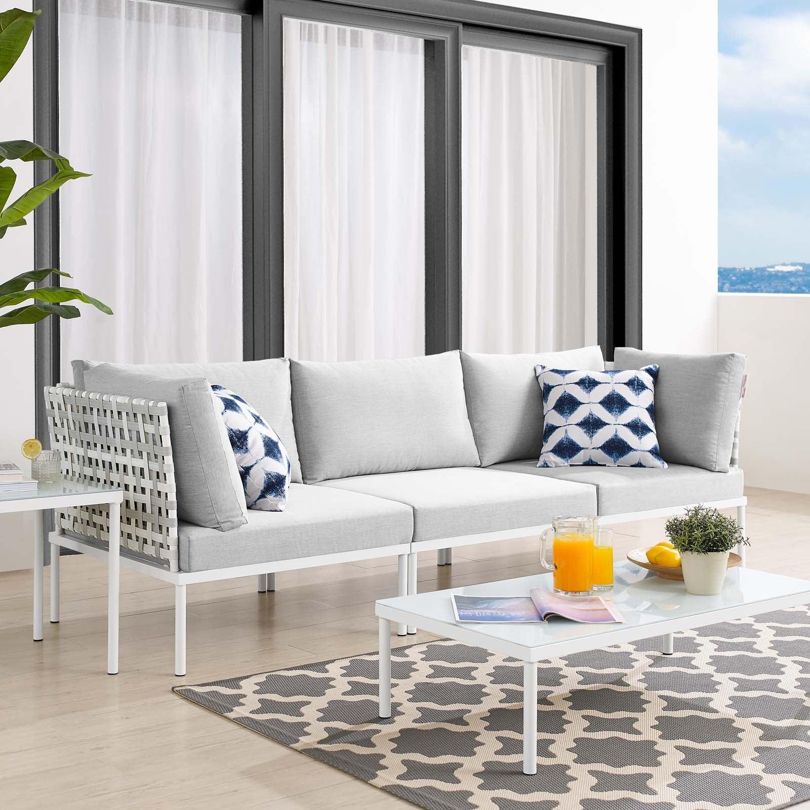 Modway Harmony Sunbrella® Basket Weave Outdoor Patio Aluminum Sofa FredCo